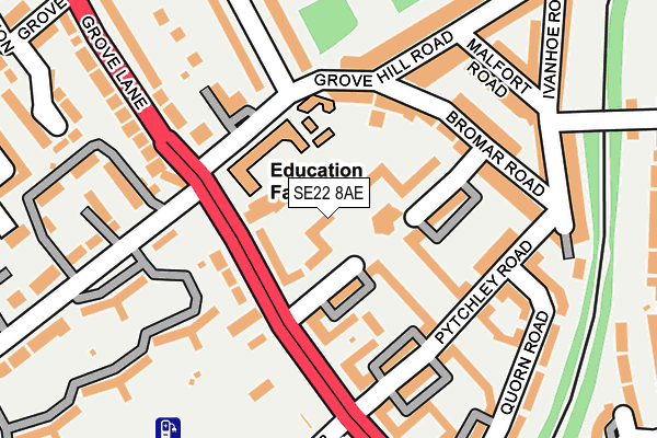 SE22 8AE map - OS OpenMap – Local (Ordnance Survey)
