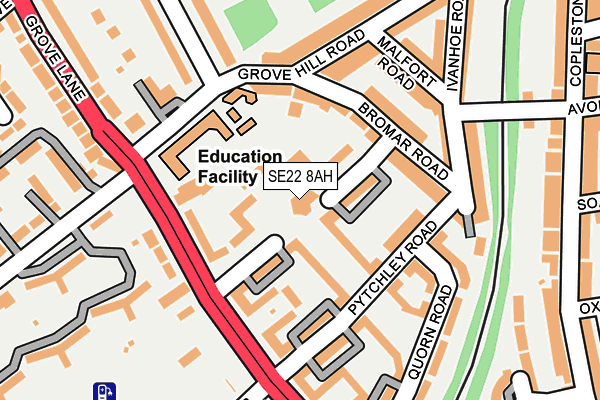 SE22 8AH map - OS OpenMap – Local (Ordnance Survey)