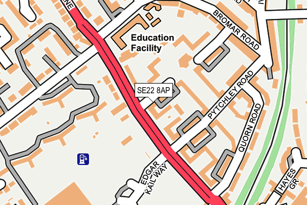 SE22 8AP map - OS OpenMap – Local (Ordnance Survey)