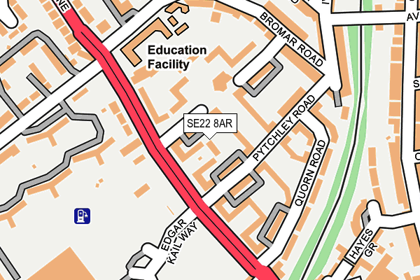 SE22 8AR map - OS OpenMap – Local (Ordnance Survey)