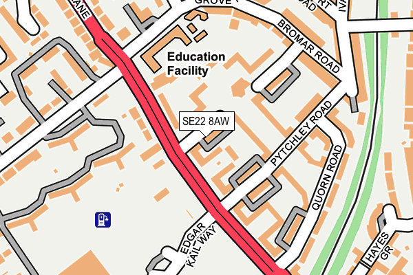 SE22 8AW map - OS OpenMap – Local (Ordnance Survey)