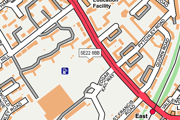 SE22 8BB map - OS OpenMap – Local (Ordnance Survey)