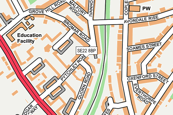 SE22 8BP map - OS OpenMap – Local (Ordnance Survey)