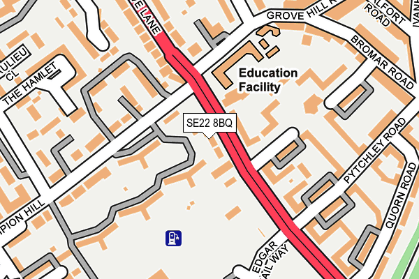 SE22 8BQ map - OS OpenMap – Local (Ordnance Survey)