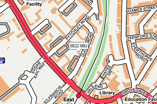 SE22 8BU map - OS OpenMap – Local (Ordnance Survey)