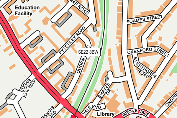 SE22 8BW map - OS OpenMap – Local (Ordnance Survey)