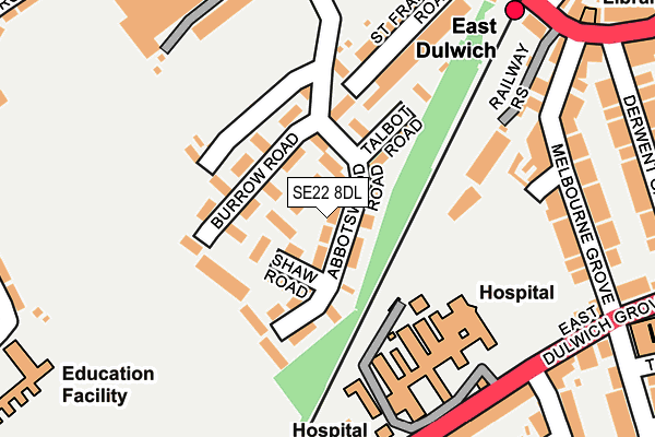 SE22 8DL map - OS OpenMap – Local (Ordnance Survey)