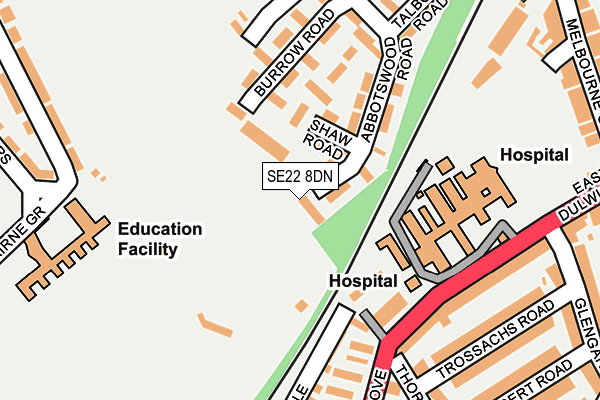 SE22 8DN map - OS OpenMap – Local (Ordnance Survey)