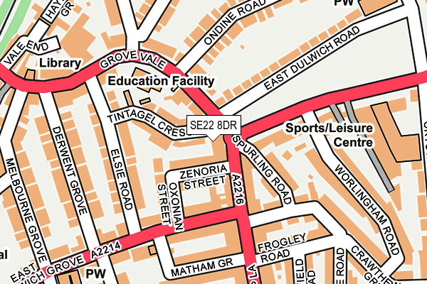 SE22 8DR map - OS OpenMap – Local (Ordnance Survey)