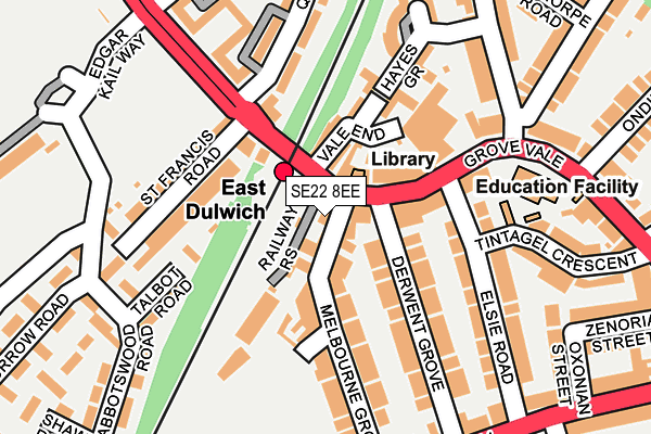 SE22 8EE map - OS OpenMap – Local (Ordnance Survey)