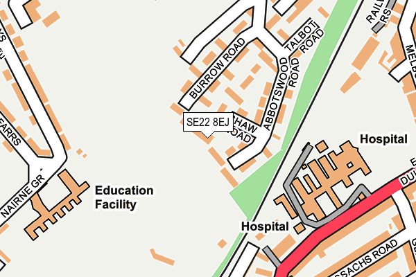 SE22 8EJ map - OS OpenMap – Local (Ordnance Survey)