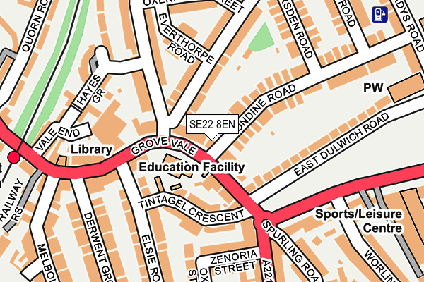 SE22 8EN map - OS OpenMap – Local (Ordnance Survey)