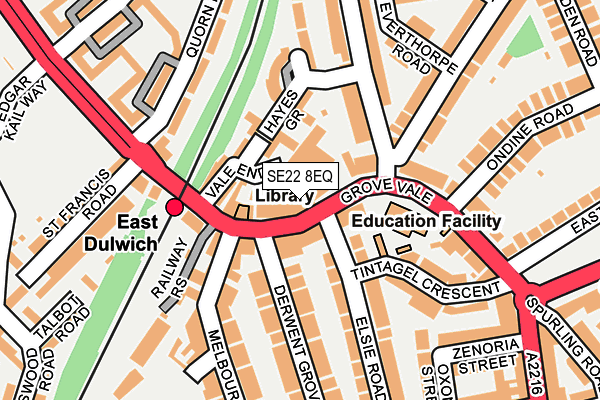 SE22 8EQ map - OS OpenMap – Local (Ordnance Survey)