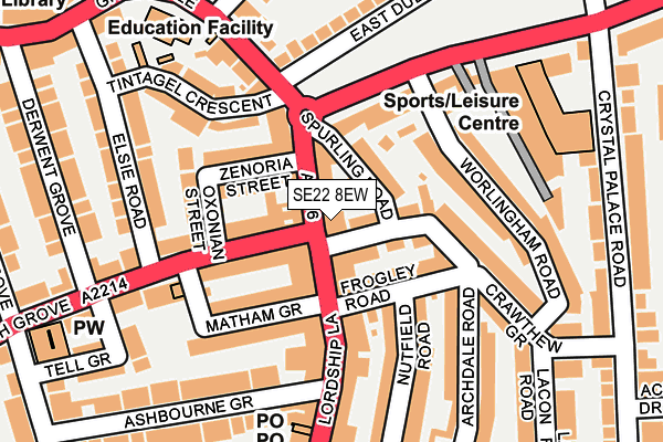 SE22 8EW map - OS OpenMap – Local (Ordnance Survey)