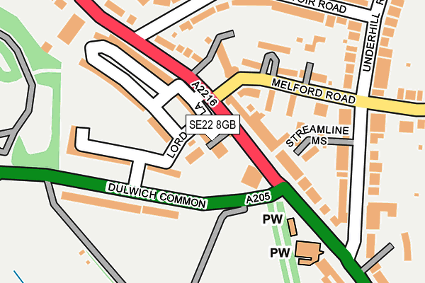SE22 8GB map - OS OpenMap – Local (Ordnance Survey)
