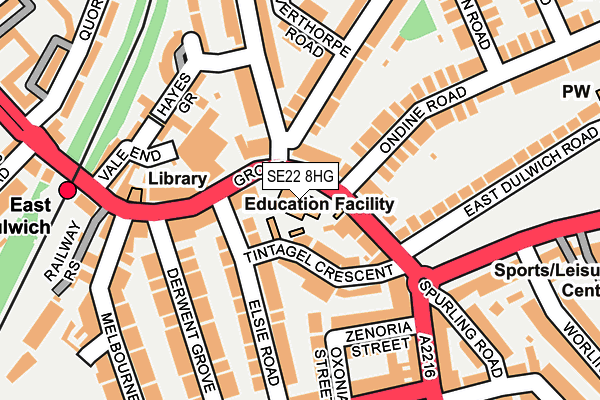 SE22 8HG map - OS OpenMap – Local (Ordnance Survey)