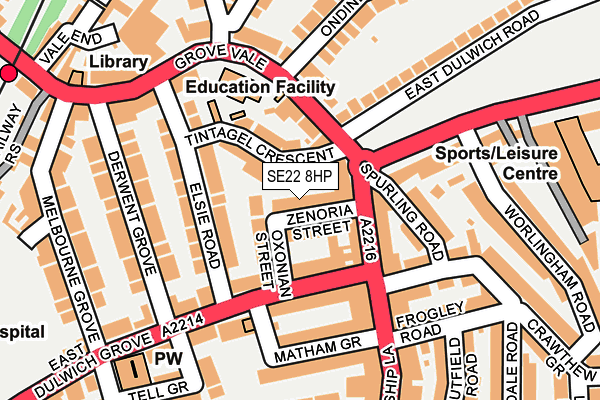SE22 8HP map - OS OpenMap – Local (Ordnance Survey)