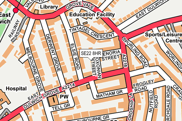 SE22 8HR map - OS OpenMap – Local (Ordnance Survey)