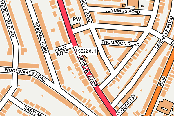 SE22 8JH map - OS OpenMap – Local (Ordnance Survey)