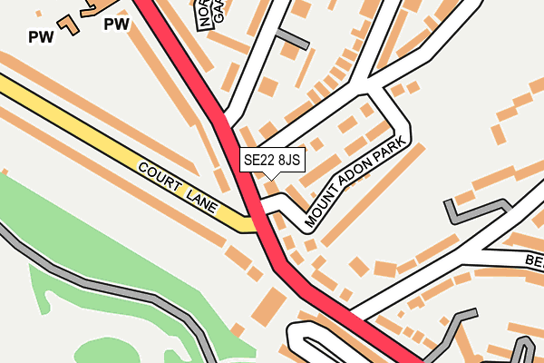 SE22 8JS map - OS OpenMap – Local (Ordnance Survey)