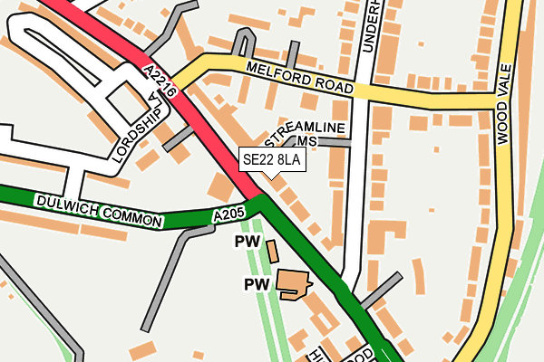 SE22 8LA map - OS OpenMap – Local (Ordnance Survey)