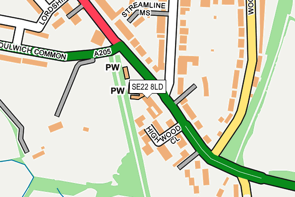 SE22 8LD map - OS OpenMap – Local (Ordnance Survey)