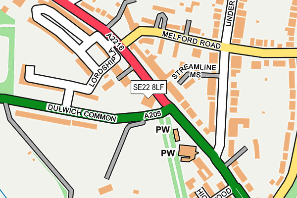 SE22 8LF map - OS OpenMap – Local (Ordnance Survey)