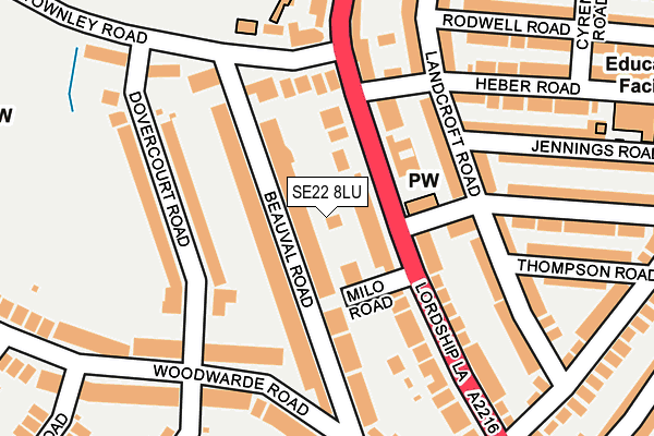 SE22 8LU map - OS OpenMap – Local (Ordnance Survey)