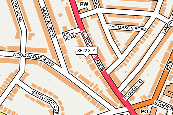 SE22 8LY map - OS OpenMap – Local (Ordnance Survey)