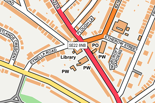 SE22 8NB map - OS OpenMap – Local (Ordnance Survey)