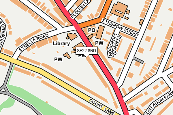 SE22 8ND map - OS OpenMap – Local (Ordnance Survey)