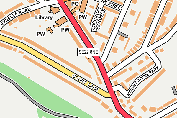 SE22 8NE map - OS OpenMap – Local (Ordnance Survey)