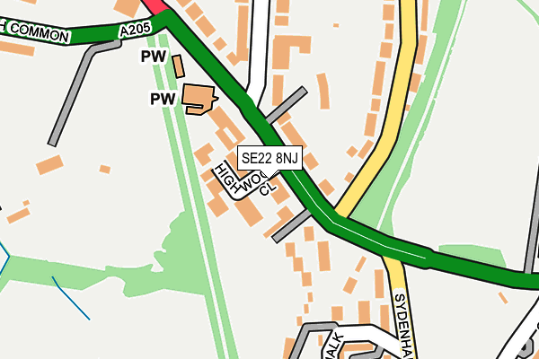SE22 8NJ map - OS OpenMap – Local (Ordnance Survey)