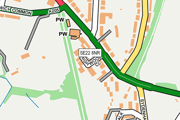 SE22 8NR map - OS OpenMap – Local (Ordnance Survey)