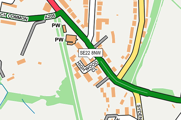 SE22 8NW map - OS OpenMap – Local (Ordnance Survey)
