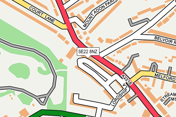SE22 8NZ map - OS OpenMap – Local (Ordnance Survey)
