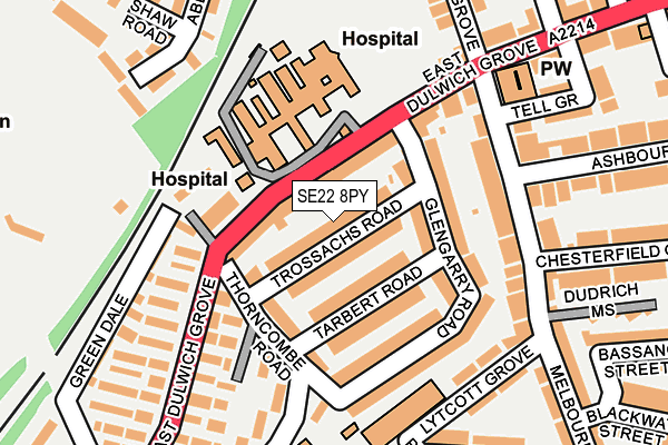 SE22 8PY map - OS OpenMap – Local (Ordnance Survey)