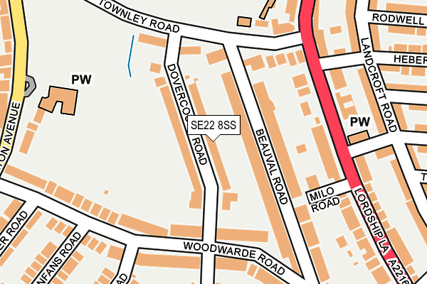 SE22 8SS map - OS OpenMap – Local (Ordnance Survey)