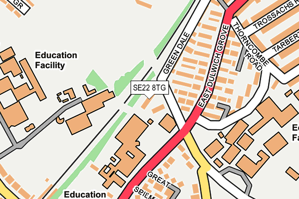 SE22 8TG map - OS OpenMap – Local (Ordnance Survey)