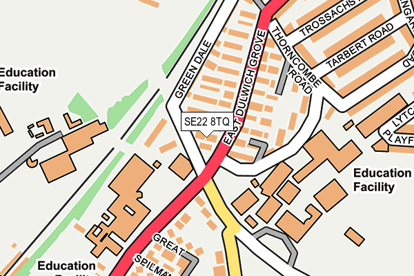 SE22 8TQ map - OS OpenMap – Local (Ordnance Survey)