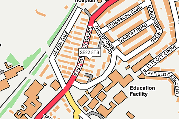 SE22 8TS map - OS OpenMap – Local (Ordnance Survey)