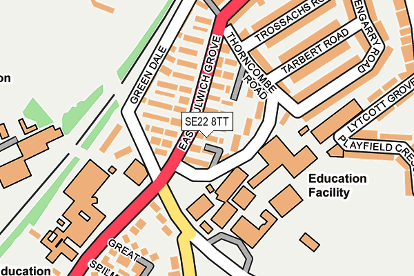 SE22 8TT map - OS OpenMap – Local (Ordnance Survey)