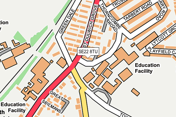 SE22 8TU map - OS OpenMap – Local (Ordnance Survey)