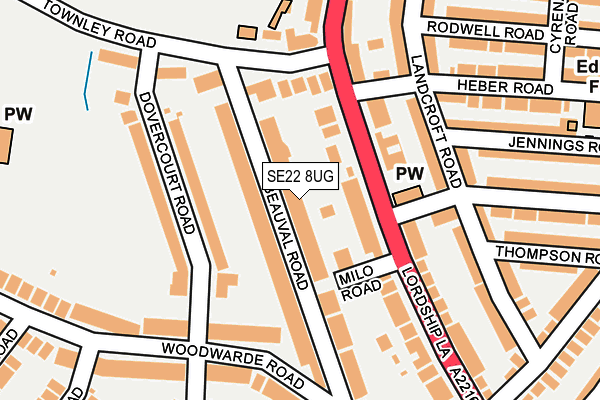 SE22 8UG map - OS OpenMap – Local (Ordnance Survey)