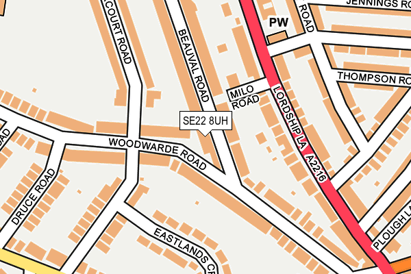 SE22 8UH map - OS OpenMap – Local (Ordnance Survey)