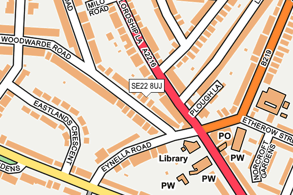 SE22 8UJ map - OS OpenMap – Local (Ordnance Survey)