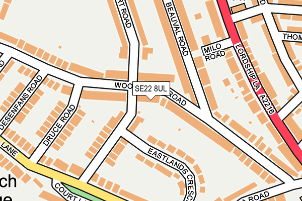 SE22 8UL map - OS OpenMap – Local (Ordnance Survey)
