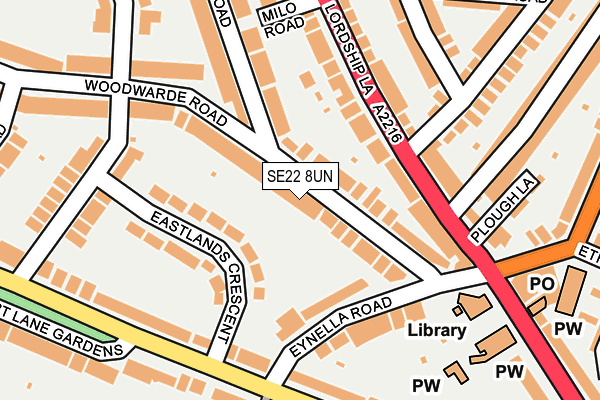 SE22 8UN map - OS OpenMap – Local (Ordnance Survey)