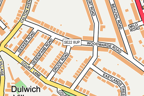 SE22 8UP map - OS OpenMap – Local (Ordnance Survey)
