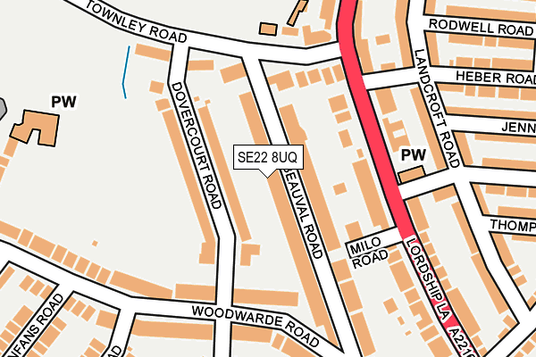 SE22 8UQ map - OS OpenMap – Local (Ordnance Survey)